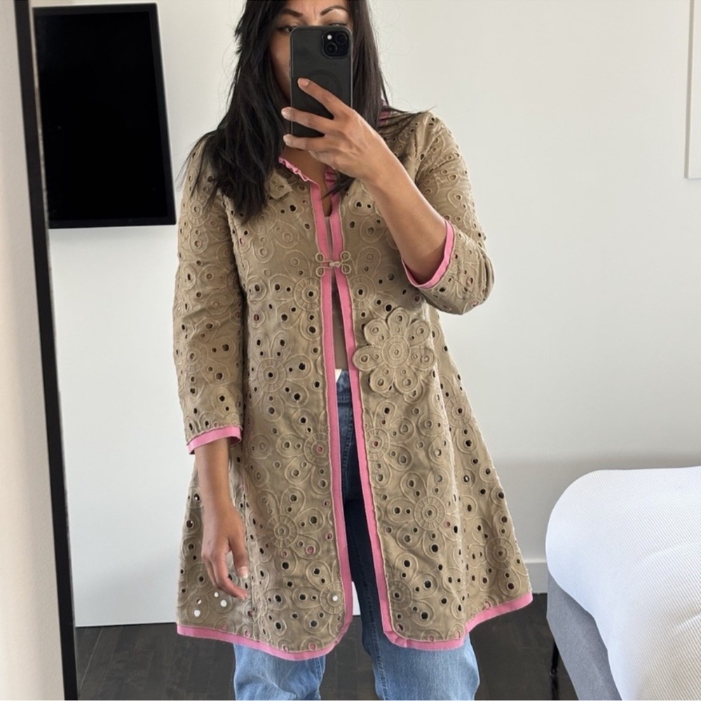 Moschino Cheapandchic Kimino Jacket Cardigan Embroidered Lace Sz 10 US♥️ - Picture 2 of 8